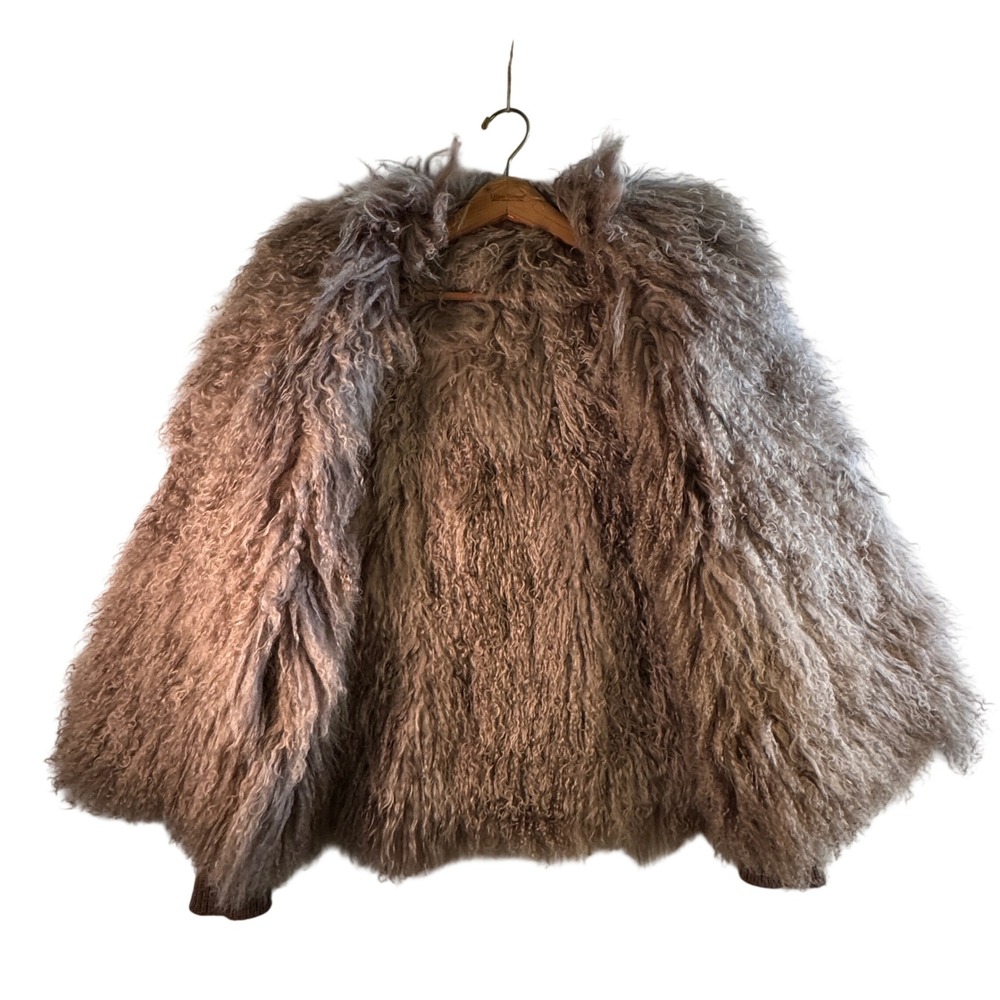 Vtg Mongolian Lamb Fur Convertible Vest Jacket Reversible Penny Lane Luxe Glam M - Picture 13 of 16